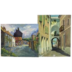 Ethel Blackburn (British 1907-2005): 'Cambridge Place Scarborough' and 'Minorca', two oils on board signed with initials and dated 1990, titled verso (unframed)