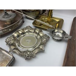 Collection of silver plate, to include pedestal dish, candle sticks, tea service etc  