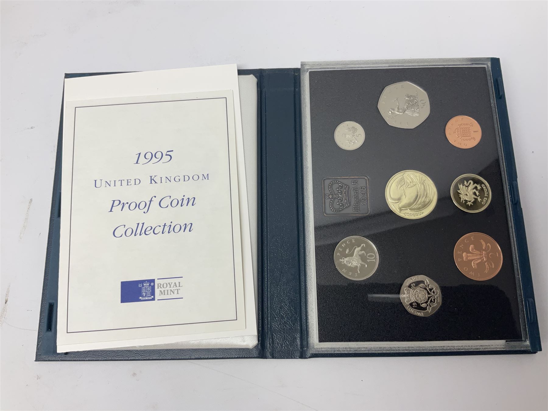 Six The Royal Mint United Kingdom proof coin collections, dated 1995, 1996, 1998, 2002, 2006 and 2007 all cased with certificates