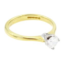 18ct gold single stone round brilliant cut diamond ring, hallmarked, diamond 0.42 carat, with IGL report