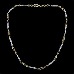 9ct white and yellow gold fancy link chain necklace, Birmingham assay mark