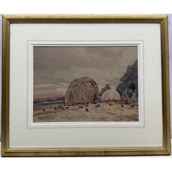 Frederick (Fred) Lawson (British 1888-1968): Hay Ricks near Aysgarth, watercolour over pencil signed 27cm x 37cm