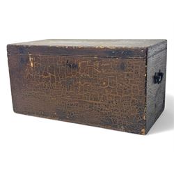 Early 20th century pine storage chest, crackled paint finish, hinged lid opening to a plai...