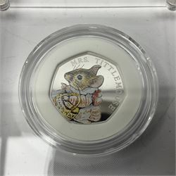 The Royal Mint United Kingdom 2018 'Mrs Tittlemouse' silver proof fifty pence coin, cased with certificate
