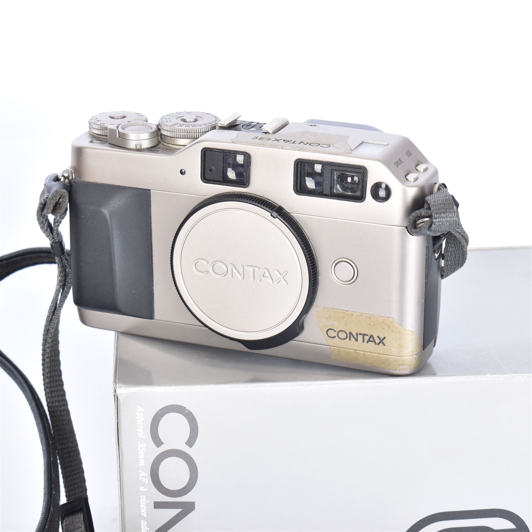 Contax G-1 rangefinder camera body, serial no. 077101, boxed with strap