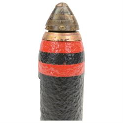 Inert WWII 18 pounder shrapnel shell with a fuse, cut away to show the internal mechanism, H30cm  