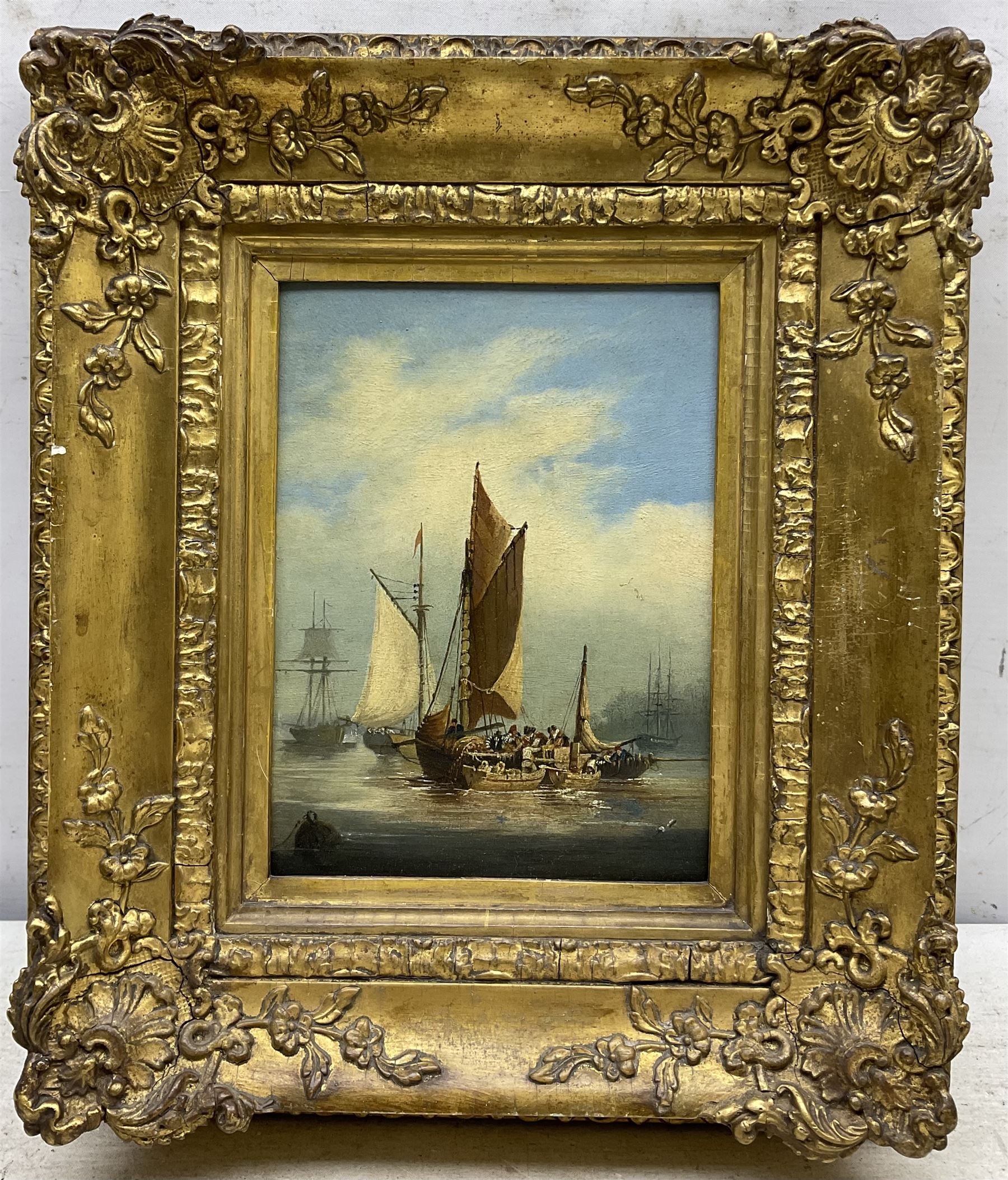 English School (Mid 19th century): Unloading Boats on the Shoreline, oil on board unsigned 20cm x 14.5cm