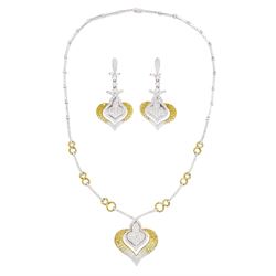 White and yellow gold round brilliant cut diamond pendant necklace, the fancy heart pendan...