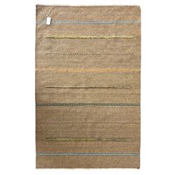 Shiraz Kilim rug, decorated with multi-coloured and patterned horizontal lines 