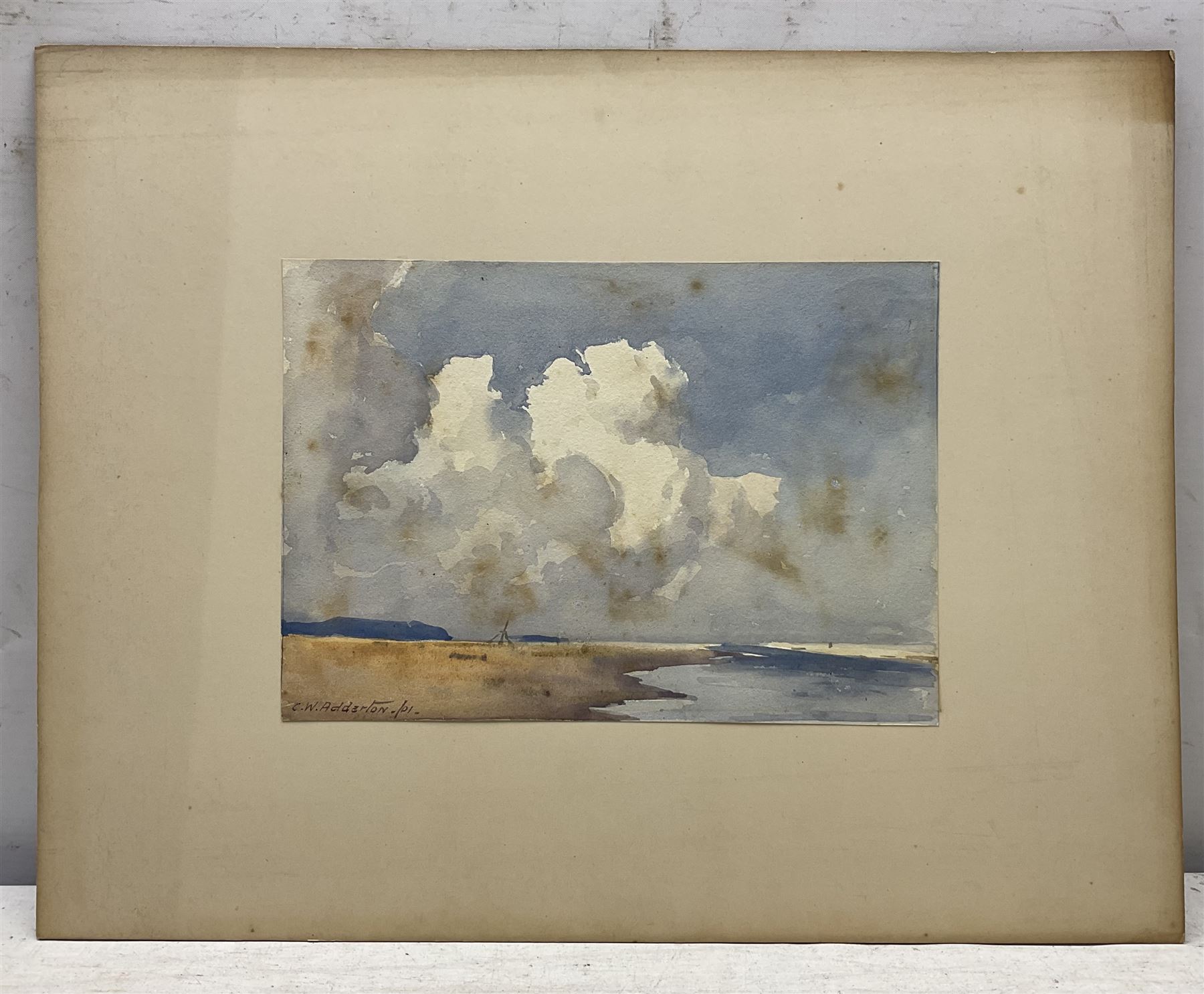 Charles William Adderton (British 1866-1944): 'Early Spring - A Sussex Landscape', watercolour signed, titled and inscribed 'Exhibited in the RA 1901' verso 30cm x 45cm; and another Coastal scene 17cm x 24cm and a print of Bamborough Castle (3 unframed)
Provenance: direct from the family of the artist Harry Wanless 1872-1934, part of a collection never previously seen on the market
Notes: Adderton was a friend of the brothers Harry and Charles Wanless, all of whom studied under Albert Strange at the Scarborough School of Art School. Adderton had a studio at 55 Sandside, Scarborough between 1894 and 1901, he moved to Ockbrook Derby and later to Robin Hoods Bay where he was a member of the Fylingdales Group of Artists