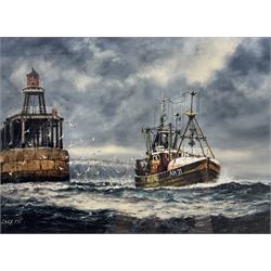 Jack Rigg (British 1927-2023): 'Provider Leaving Whitby', print, signed and titled verso 35cm x 49cm