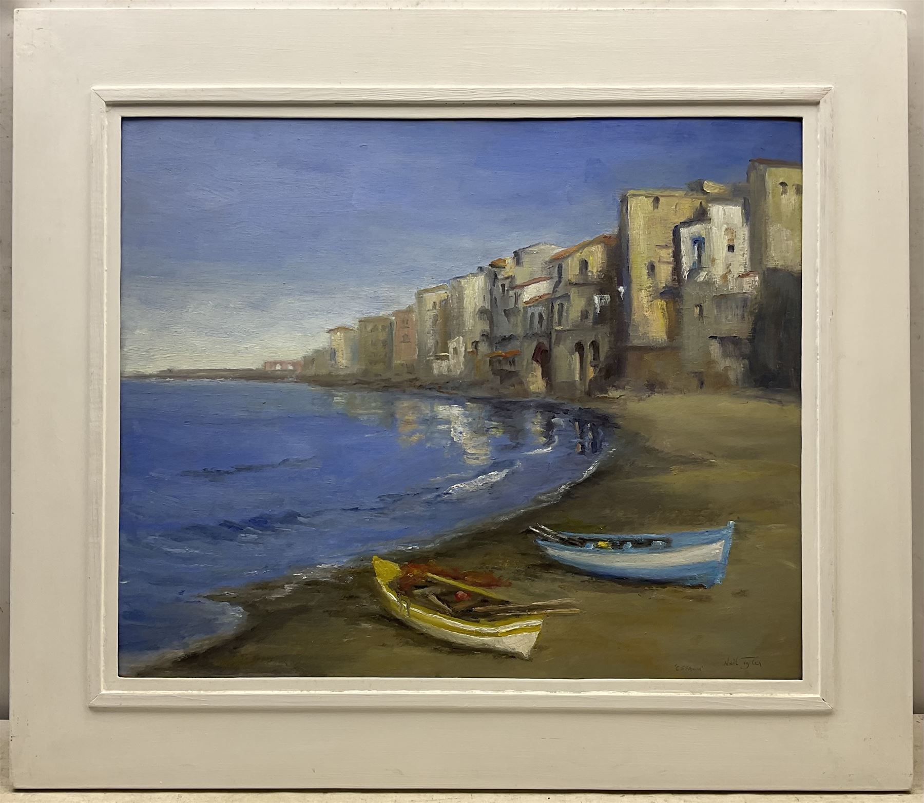 Neil Tyler (British 1945-): 'Cefalu - Sicily', oil on board signed and titled 48cm x 58cm