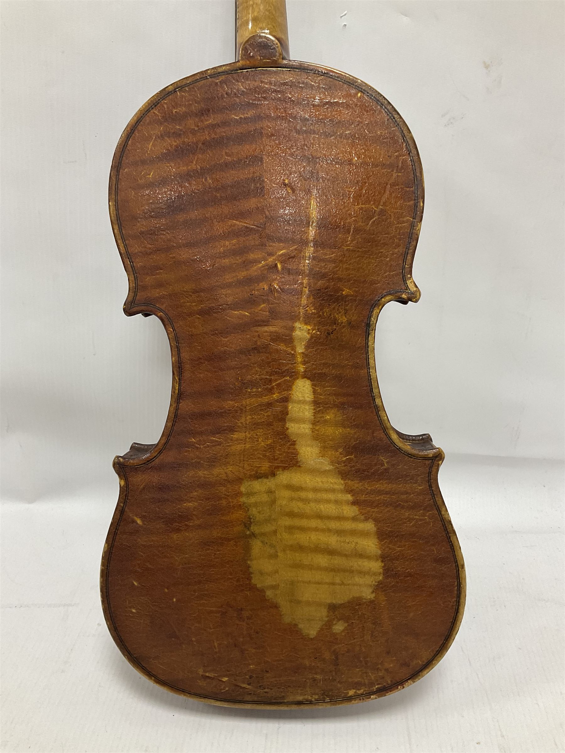 Michael Lindsay of Stockton-on-Tees violin, dated 1904 on the label and stamped on the neck, full length 60cm In a later soft case