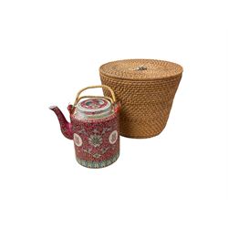 Chinese teapot, with a wicker case, together with tea set and coffee set 