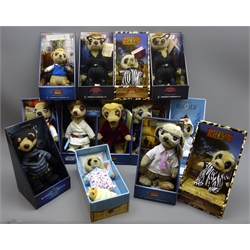  Twelve 'Compare The Market' promotional meerkat figures comprising Special Agent Maya (2), Safari Oleg (2), Aleksander as Batman, Sergei, Aleksander, Yakov, Oleg, Vassily, Bogdan and Oleg as Olaf from Frozen, each in display box with certificate and outer delivery box, together with Sergei as Luke Skywalker in display box only (13)  
