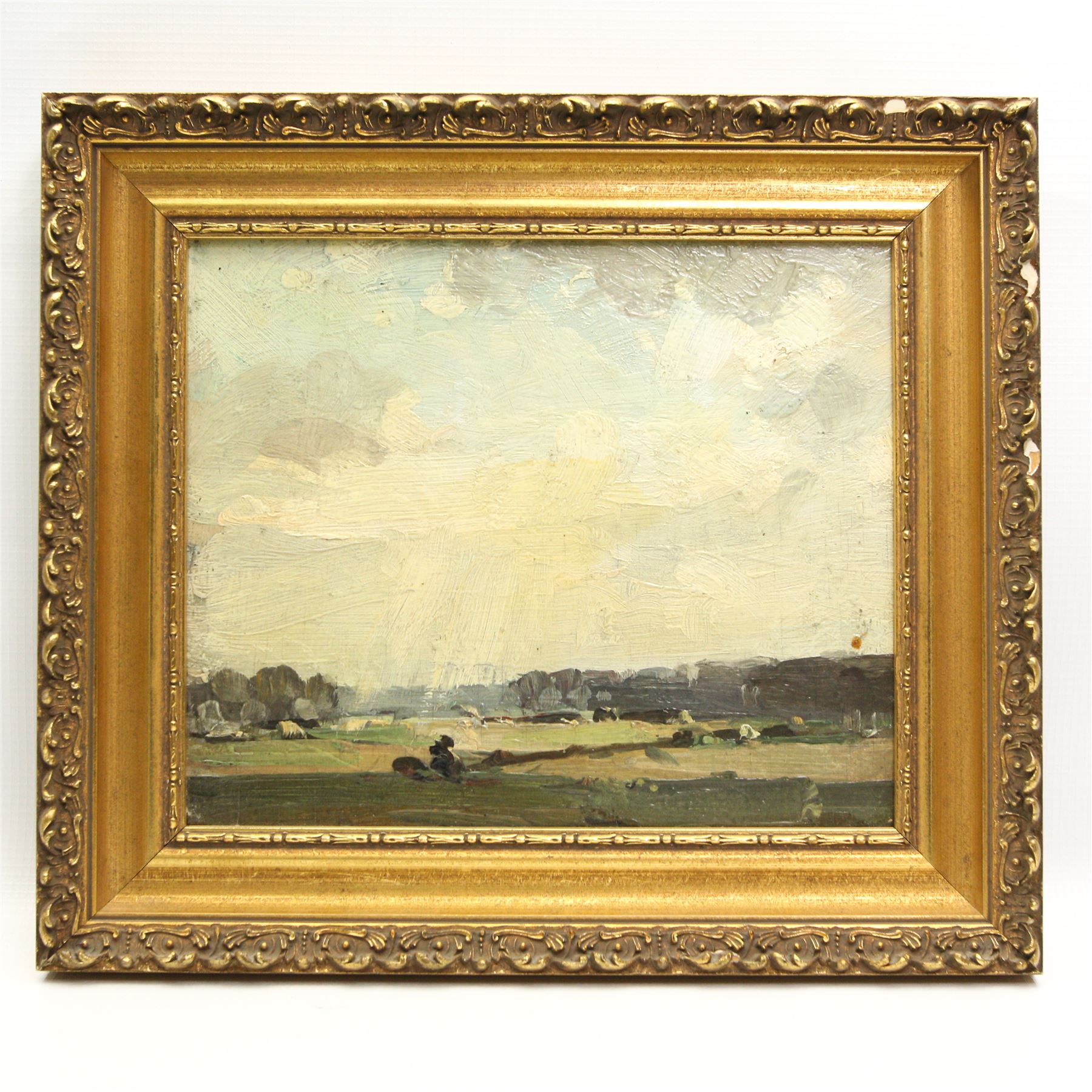 Clive Richard Browne (British 1901-1991): 'The Humber near South Ferriby', oil on board signed, titled verso 23cm x 33cm; together with another similar landscape unsigned 19cm x 23cm (2)