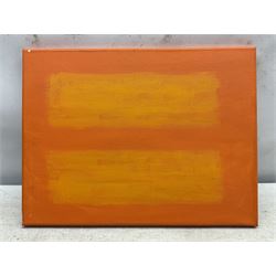 David Fraser Scott (Northern British Contemporary): 'Yellow on Orange', oil on canvas signed, titled and dated 2009 verso 30cm x 40cm (unframed)