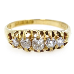  18ct gold five stone graduating diamond ring, hallmarked  
