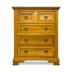 Frank Hudson - contemporary light oak chest, rectangular moulded top over two short and th...