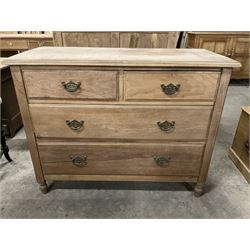 Edwardian satin walnut chest, fitted with two short over two long drawers, raised on turned feet - THIS LOT IS TO BE COLLECTED BY APPOINTMENT FROM THE OLD BUFFER DEPOT, MELBOURNE PLACE, SOWERBY, THIRSK, YO7 1QY