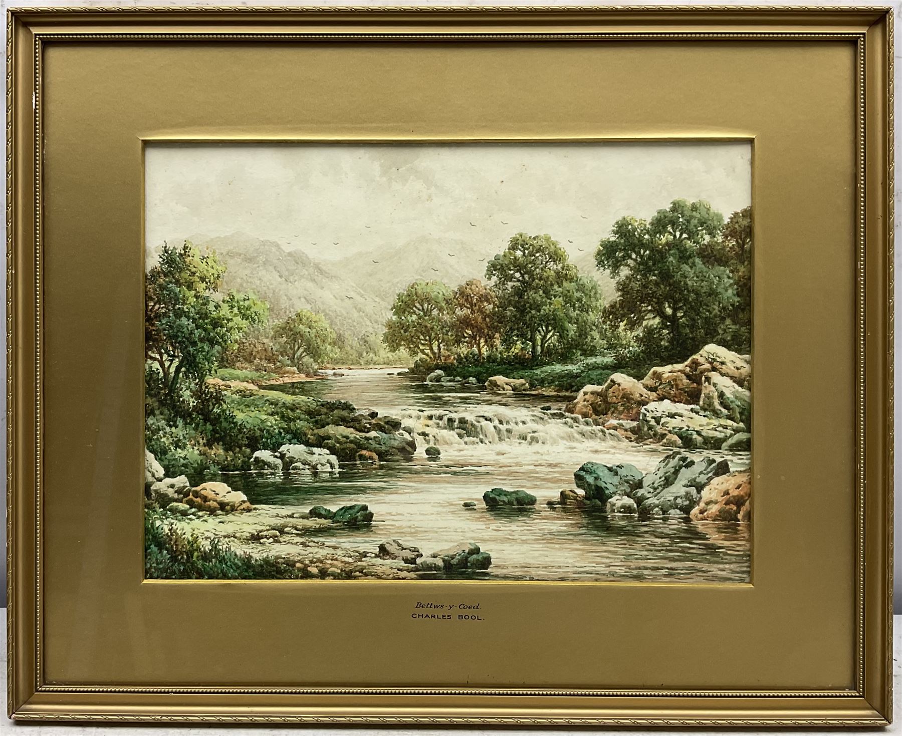 Charles A Bool (19th/20th Century): 'Betws-y-Coed' and 'On the Conway', pair watercolours signed, titled on the mounts 27cm x 37cm (2)