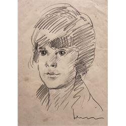 Robert Lenkiewicz (British 1941-2002): Portrait of a Woman, pencil sketch signed 34cm x 24cm 