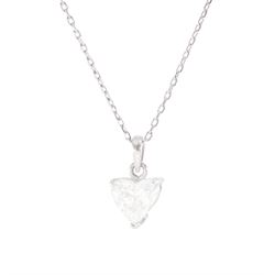 18ct white gold single stone heart cut diamond pendant necklace, diamond approx 1.40 carat