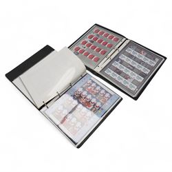 Mostly Queen Elizabeth II mint decimal commemorative 'smilers' stamp sheets, with 1st and 2nd class examples and a small number of other stamp interest items, housed in two ring binder folders