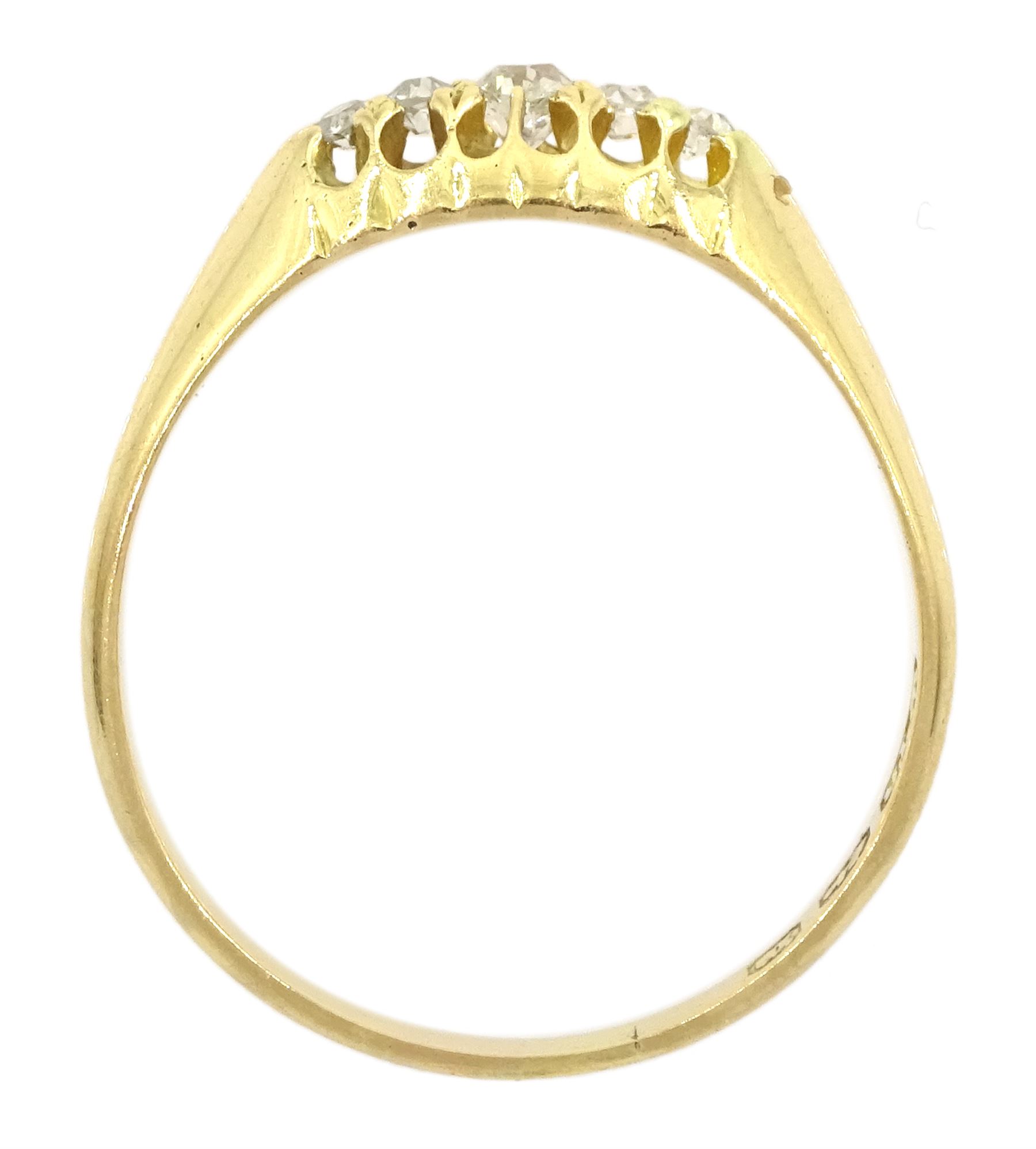 Victorian 18ct gold five stone old cut diamond ring, Birmingham 1896