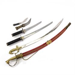  Ancient Warrior Wakizashi and Tanto Blade Set, together with two reproduction Indian swor...