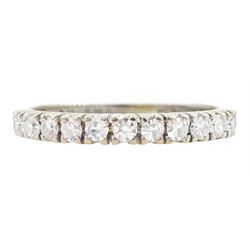 18ct white gold round cut diamond half eternity ring, Birmingham 1965, total diamond weight approx 0.35 carat 