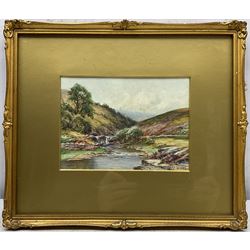 Harry James Sticks (British 1867-1938): Upland Landscapes, pair watercolours signed 12.5cm x 17.5cm (2)