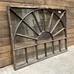 Regency period sunburst astragal glazed window in stained pine grame