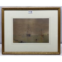 William Frederick Settle (Hull 1821-1897): Shipping in a Calm, pastel and pencil unsigned 22cm x 32cm