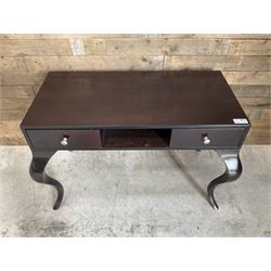 Rosewood finish console dressing table, fitted with two soft-close drawers