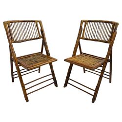 Mid-20th century bamboo framed folding chairs