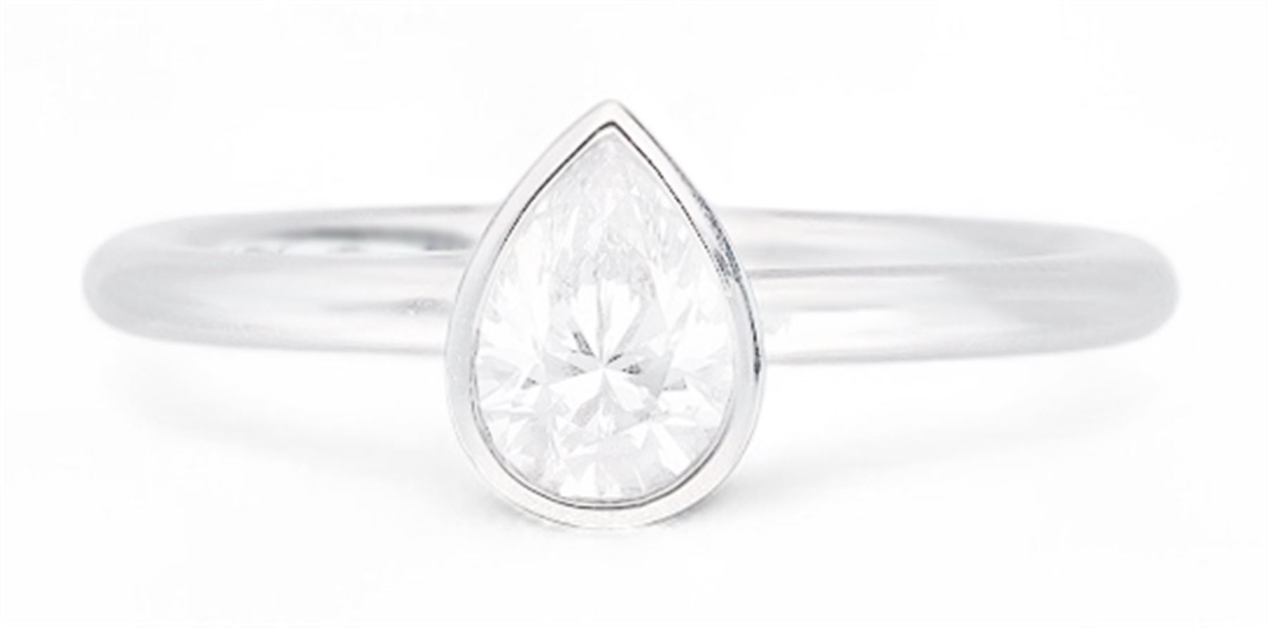 Platinum single stone pear cut diamond ring, hallmarked, diamond 0.61 carat