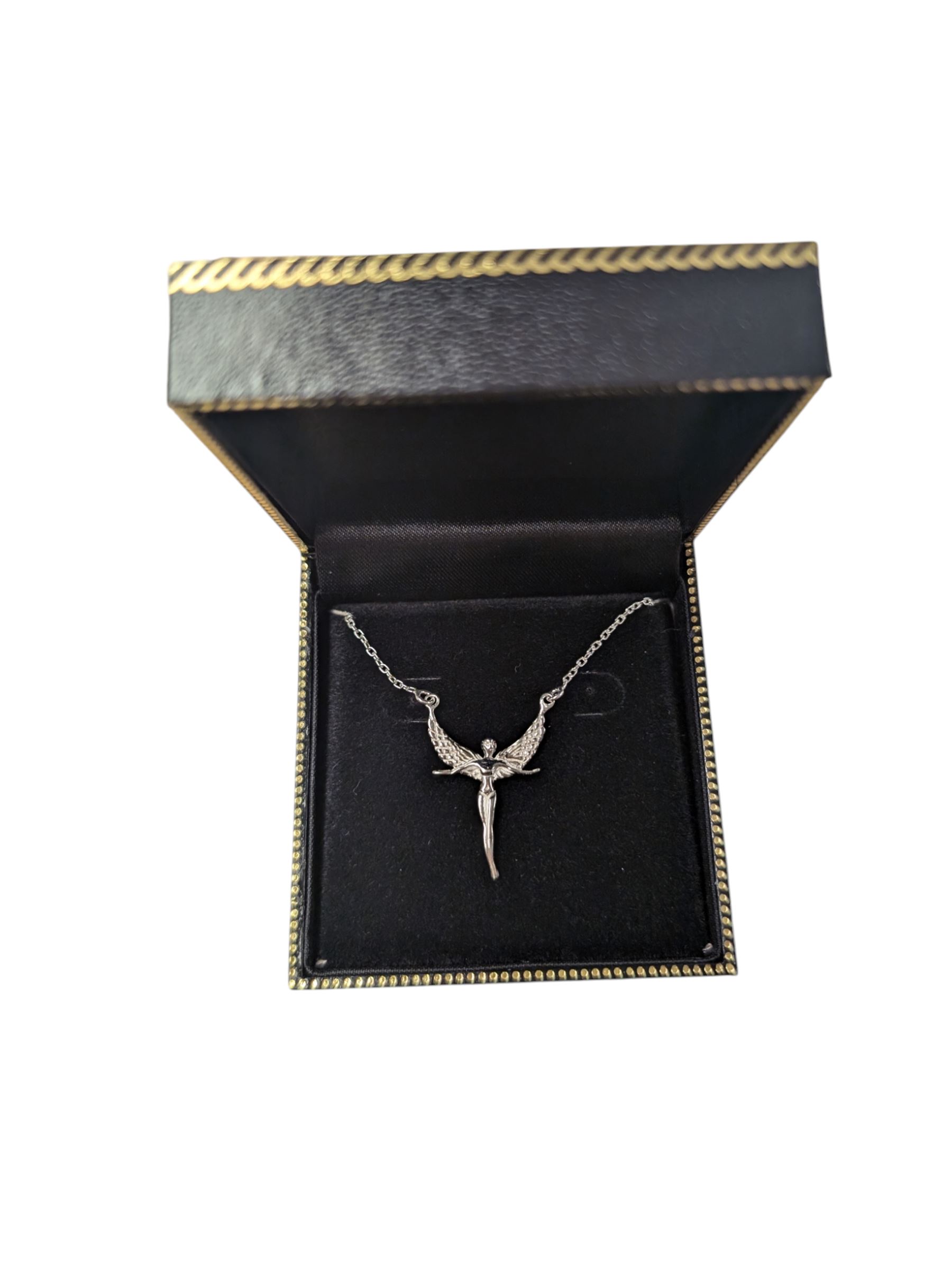 Silver angel pendant necklace, boxed