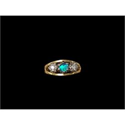 18ct gold opal and diamond ring, hallmarked 