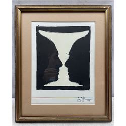 Jasper Johns (American 1930-): 'Cup - Two Picasso Profiles', lithograph signed and dated '73, titled verso 32cm x 24cm