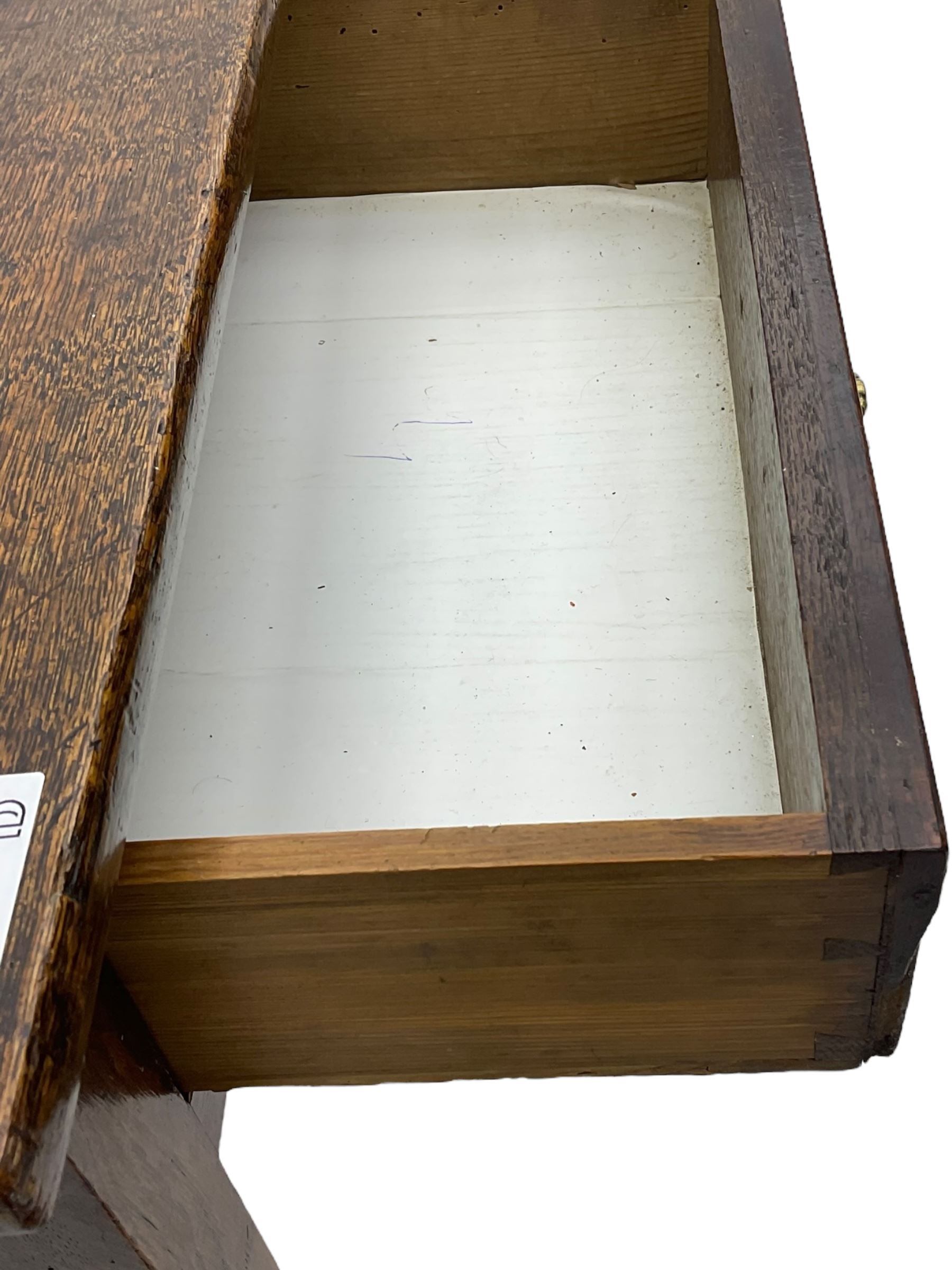 19th century oak side table, rectangular top over two drawers, on square tapering supports 