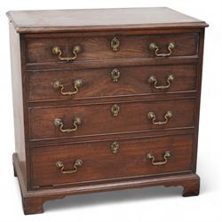 George III mahogany chest, moulded rectangular top over four graduating cock-beaded drawer...