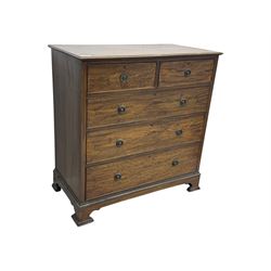 Early 20th century mahogany chest of drawers, rectangular top with moulded edge over two short and three long cockbeaded drawers, on bracket feet