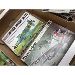 Large quantity of aircraft scale model kits to include Airfix, Revell, Monogram etc, in three boxes 