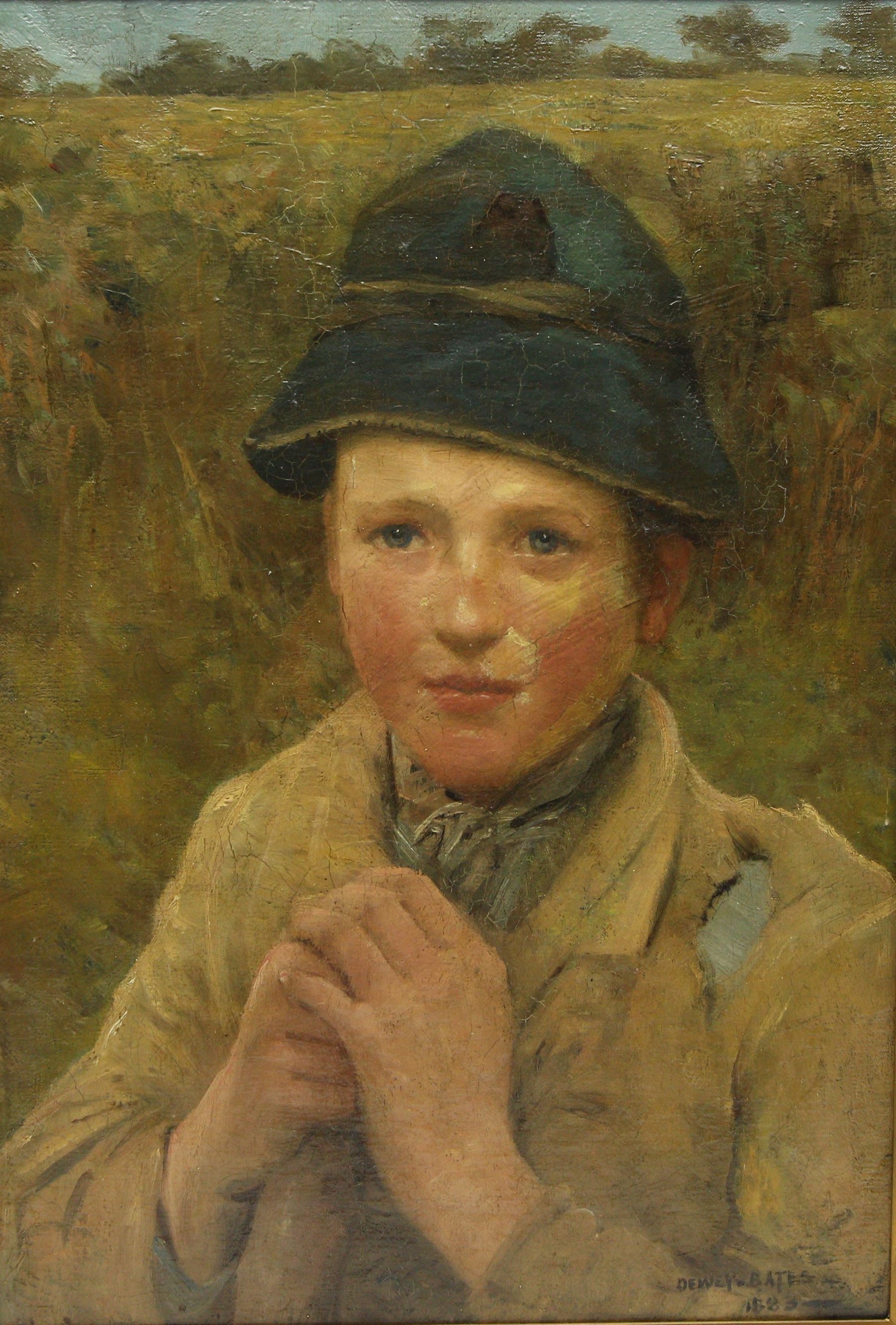 Dewey Bates (American 1851-1899): The Young Shepherd Boy, oil on canvas signed and dated 1883, 49cm x 33cm