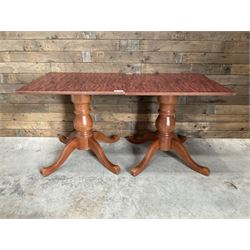 4 x rosewood finish square pedestal restaurant tables