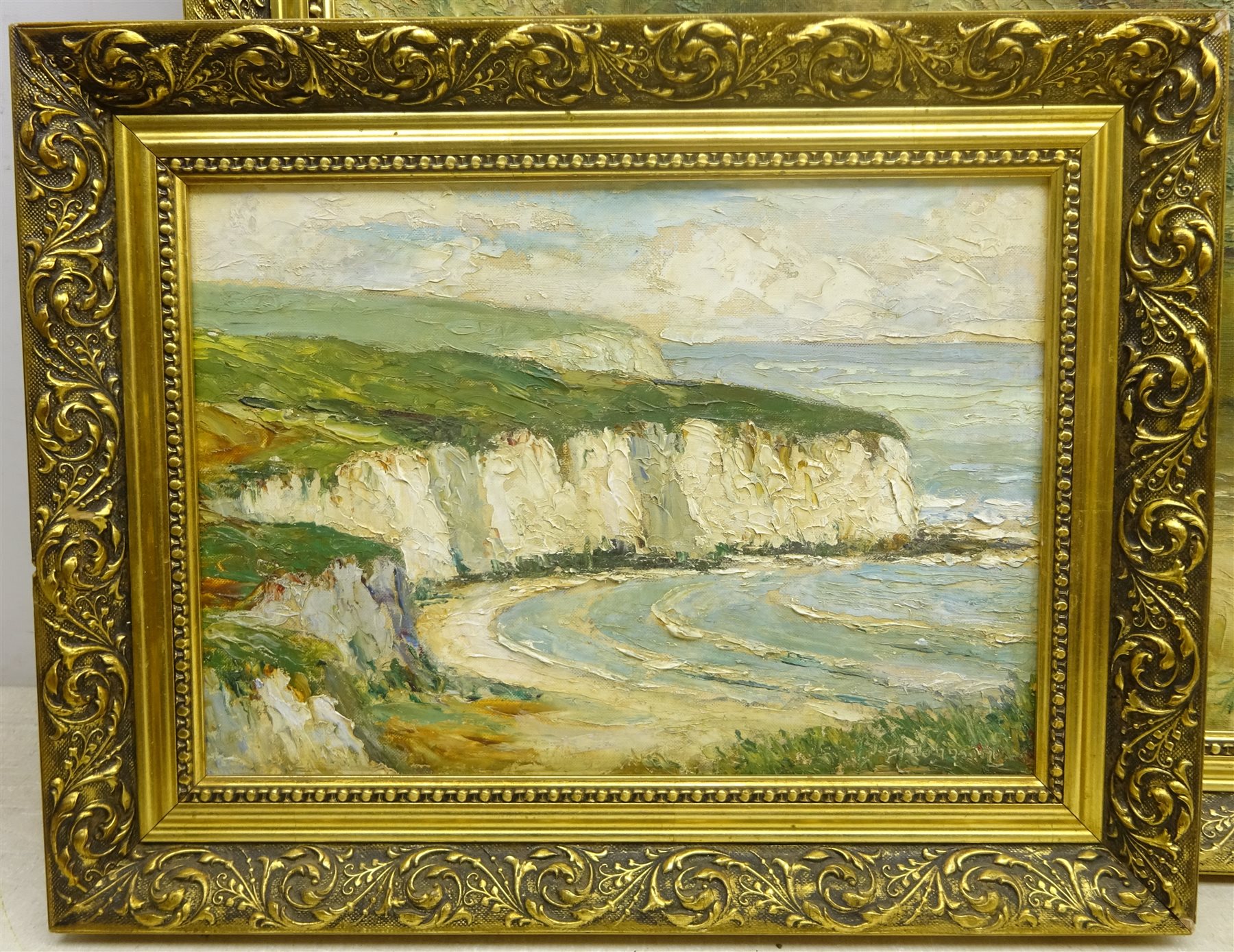 Ken Johnson (British 20th century): South Landing Flamborough and Forge Valley, two oils on canvas signed, max 47cm x 58cm