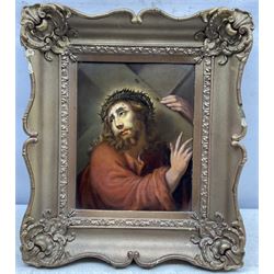 Italian School (19th century): Christ Carrying the Cross, oil on canvas unsigned 25cm x 20cm