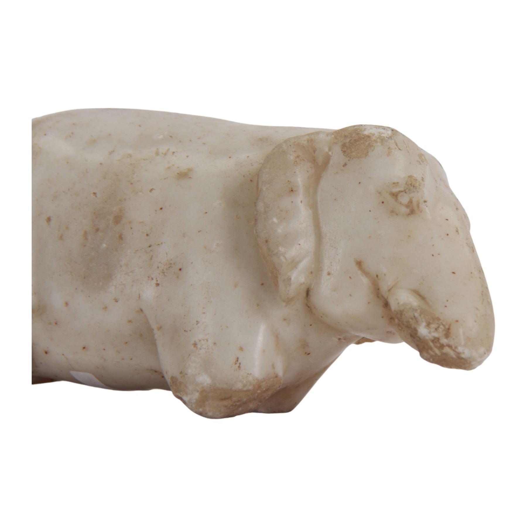 Indian marble ruinous figure, carved as an Indian elephant, H10.5cm L23cm