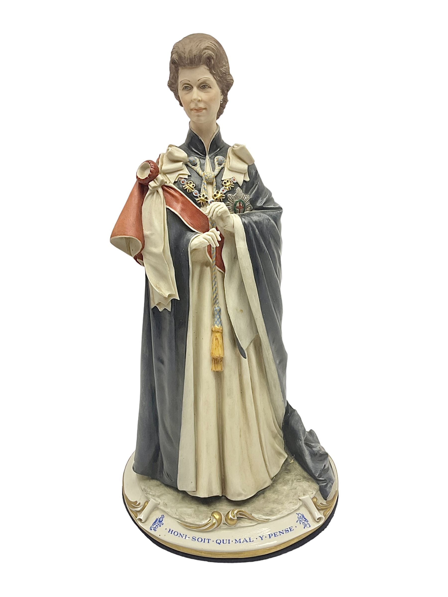 Capodimonte figure, modelled as HRH Queen Elizabeth II, with impressed mark to base, H38cm